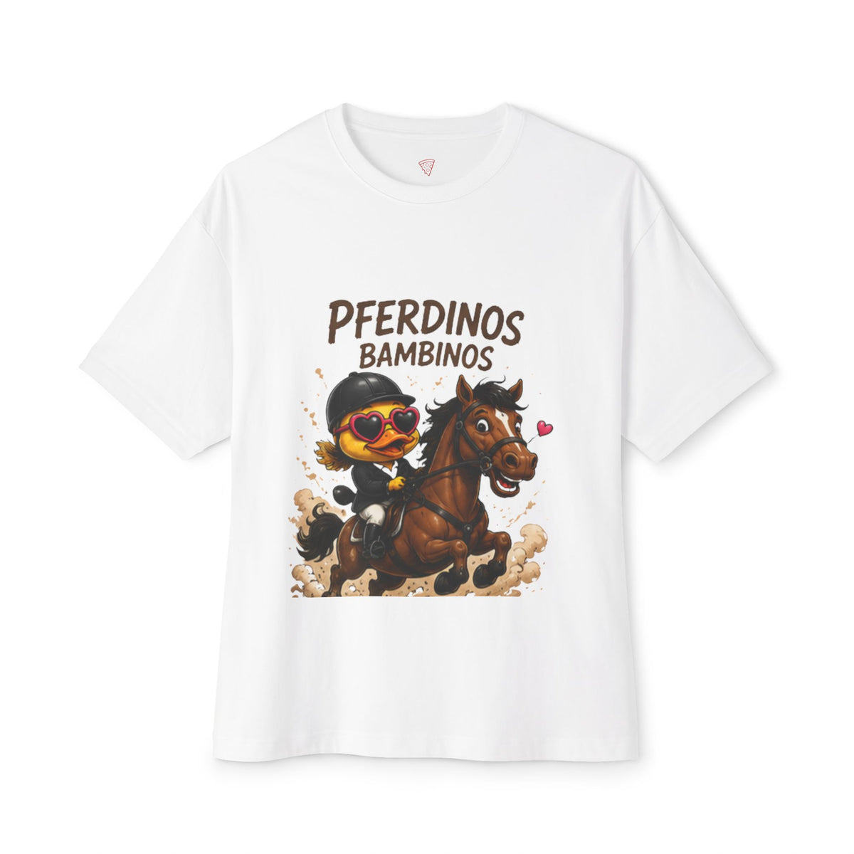 Pferdinos Bambinos Oversized T-Shirt | Lustige Reiter-Ente | Pferde & Reit Shirt | QuackWerk