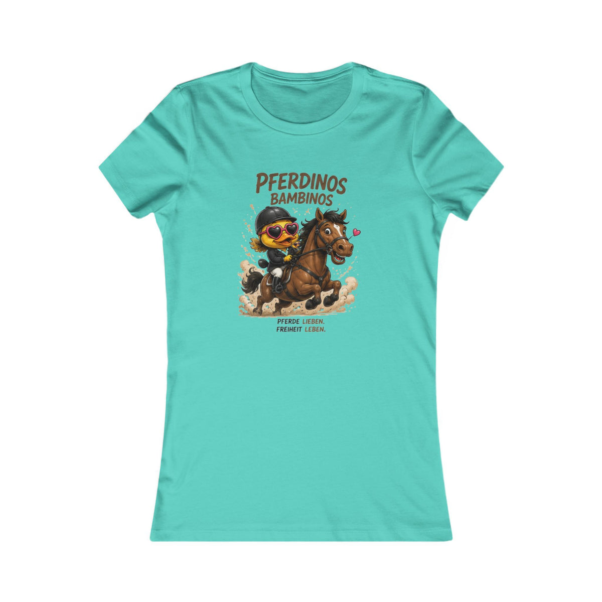 Pferdinos Bambinos Damen T-Shirt | Lustige Reiter-Ente | Pferde Shirt | QuackWerk